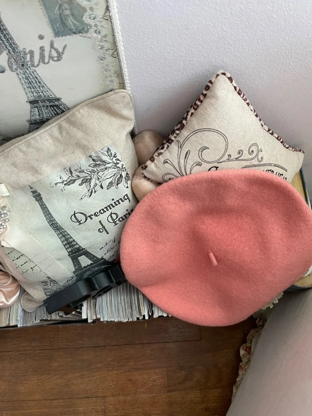 Voila! Set of two adult size wool berets - cream and pale pink